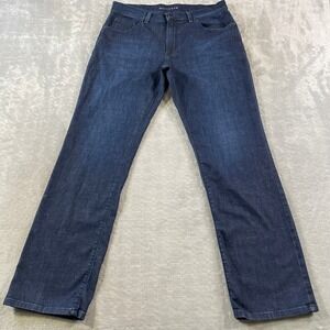 Mott Bow Mosco Jeans Mens 35x32 Blue Dark Wash Straight Indigo Stretch Denim